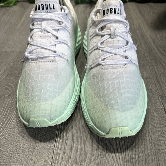NoBull Ripstop Runner White Teal  Ombre Running Workout Shoes Womens Size 7 - Picture 3 of 9